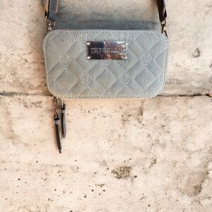 NWT True Religion Light Blue Studded Quilted Camera Bag